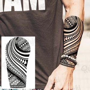 Siyah Dikenler Yetişkinler İçin Geçici Dövmeler Erkekler Gerçekçi Totem Maori Aslan Pusula Çiçek Tiger Sahte Dövme Stickerarm Tatoos DIY