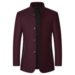 Men's Suits Mens Autumn And Winter Casual Fashion Woolen Coat Vintage Stand Collar Overcoat Windbreaker Ski Anorak Streetwear
