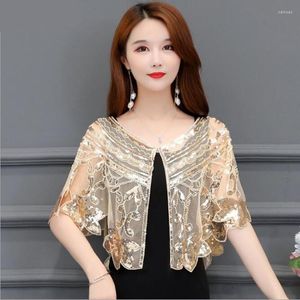 Women's Jackets Fashion Short Sequin Cardigan Shawl Women 2023 Summer Listing Gauze Small Coat Cloak With Dress Elegant One Button