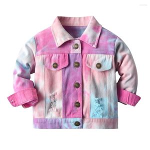 Jackor Baby Boys/Girls Denim Jacket långärmad knapp tie-dye tryck mode dagligen slitage avslappnad