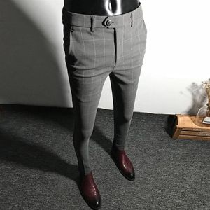 2020 Ny ankomst Herrklänning Pants Män Solid Color Slim Fit Male Social Business Pants Casual Skinny Suit Trousers Asian Size1945