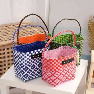 Fashion Handbag Women New Style High Quality Hand-woven Shopping Basket Casual Small Square Cylinder Ladies Beach Bag stylisheendibags