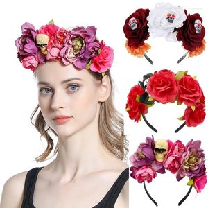 Hair Accessories Halloween Red Rose Band Hairhoop Cosplay Costume Party Flannel Flowers Crown Headband Festival Garland Wedding Headpie