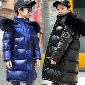 Down Coat Girls Down Parka nad kolanem bawełniane ubrania dzieci grube ciepłe dzieciak dzieci w dół nowej zimowej płaszcz HKD230725