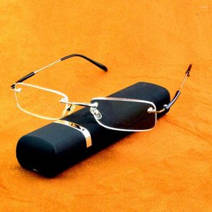 Solglasögon ovala belagda linser Rimless Light Weight Specles Frame Nose Pads Antislip Temple Reading Glasses 0,75 till 4