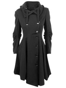 Women S Trench Coats Goth Overcoat Coat Gothic Długie, szczupły asymetryczny przycisk kołnierza klapowego Elegancki Y2K Streetwear Egirl Vintage Owears 230725