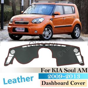 Kia Soul 2009 2013 AM Antislip Leather Mat Dashboard Caver Pad Sunshade Dashmat Protect Carpet Antiuv Accessories 2012 X0725の車のサンシェード