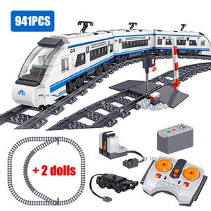 Blöcke 941PCS Technische RC Hochgeschwindigkeitszug Modell Elektrische Energie Batterie Motor Teile Fernbedienung Gebäude Spielzeug für Kinder Jungen 230724