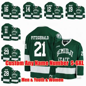 Пользовательский S-6xl Bemidji State Beaver College Hockey носит Джерси Джерси Фитцджеральд Оуэн Силлингер Джастин Бодри Чарли Комбс Аарон Миллер Элиас Розен Бауман Брэди