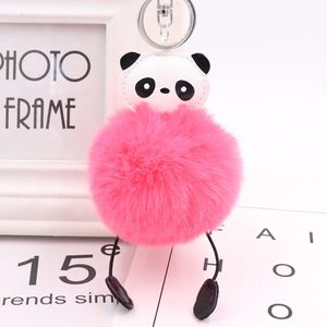 Cute Panda hairball keychain pendant Women's plush bag pendant Car keychain pendant