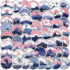 52Pcs Cartoon Mountains Stickers Waterproof Vinyl Stickers Non-random for Car Bike Luggage Laptop Skateboard Scrapbook Water Bottle Decal