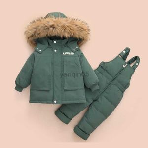 Down Ceket Kış Kışlı Çocuk Giyim Seti 2 PCS Erkek Kız Down Ceket 2022 Yeni Bebek Snowsuit Giysileri Çocuklar İçin Toldaş Toddler Tulum Ceket HKD230725