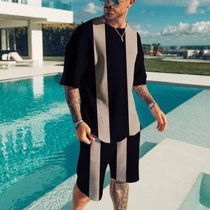 Tute da uomo Abbigliamento estivo da uomo per atletica leggera 2 pezzi O-collo 3D camicia a maniche corte set abbigliamento da corsa da uomo T-shirt oversize 230724