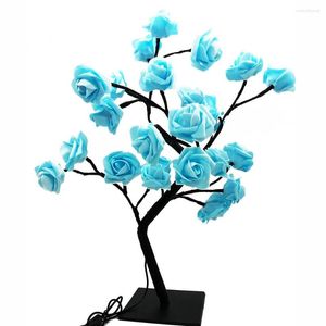Nattljus LED -ljus Rose USB Flower Tree Table Lamp Fairy For Home Decor Luces Wedding Christmas Party Bedroom Decoration