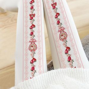 Kadın SOCKS 2023 Külotlu Köplü Lolita Rüzgar Kız 80D Velvet Tatlı Çilek Baskılı İpek Tayt Toptan R-L3