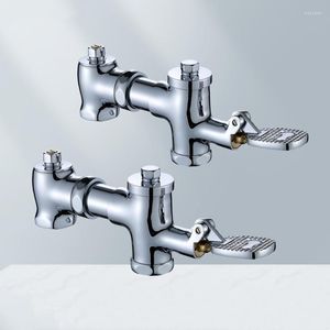 Bathroom Sink Faucets 1Pc Rest Room Flush Valve Foot Control Switch El Laboratory Basin Faucet Pedal Squat Toilet Fixture