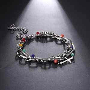Charm Bracelets Skyrim Colorful Crystal Multi Layers Chain Bracelets Stainless Steel Women Girls Charm Bracelet Jewelry Unique Gifts Wholesale