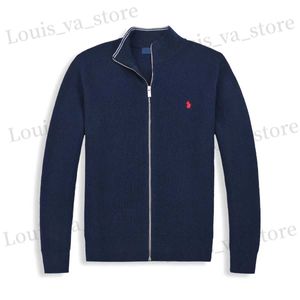 Męskie swetry projektant męskiej kurtki biznesowej RL Casual Semiturtleck Zipper Men Sweater Knity Cardigan Pony Top T