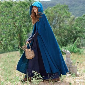 Poncho da donna Autunno Casual Cape Blue Chic Cloak Girl Boho Fashion Ladies Elegante Poncho Coat Mantella con cappuccio 2018 Trendy250o