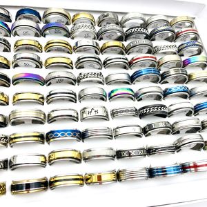 Toptan 100 PCS Spinner Yüzükler Katı Paslanmaz Çelik Çift Çift Döner Moda Takı Aksesuarları Erkekler Kadın Spin Band