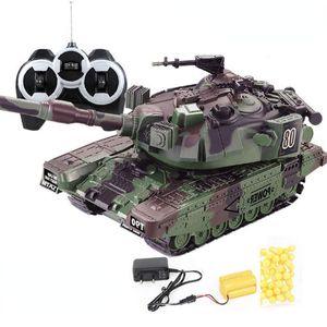 ElectricRC Car 1 32 Militärkrig RC Battle Tank tung stor interaktiv fjärrkontrollleksak med skjutkulor Modell Electronic Boy Toys 230724