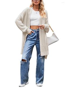 Women's Knits Women S Loose Fit Open Front Knit Cardigan Sweater With Pockets - Solid Color Long Sleeve Casual Oversized