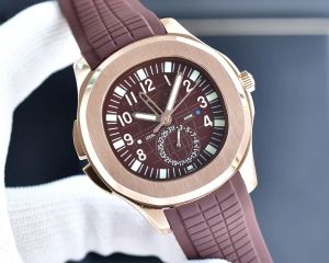 Damen Herren Luxus 5164 Uhr Mechanische Leuchtzeigeruhren Kautschukarmband Granate Armbanduhren