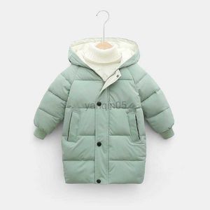 Down Coat Boys and girls' down jackets cotton windbreaker thick and warm long jacket new winter 2023 HKD230725