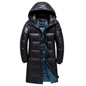 Parkas feminino 2022 jaqueta masculina longa na altura do joelho engrossado 90% pato branco para baixo casaco quente Parker masculino marca de roupas agasalhos HKD230725