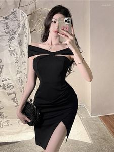 Casual Kleider Sommer Frauen Mode Split Zurück Kleid Büro Dame Bodycon Chic Weibliche Club Party