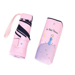 LISM Cartoon Little Prince Umbrella Rain Women Folding Umbrellas Female Sunny Parasol Lovely Paraguas Mini Pocket Umbrella 211124247A