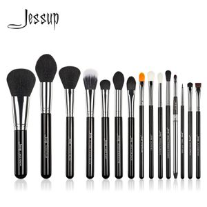 Ferramentas de maquiagem Conjunto de pincéis de maquiagem Jessup Pro 15 pçs Cosmetic Make up Powder Foundation Eyeshadow Eyeliner Lip Black T092 230724