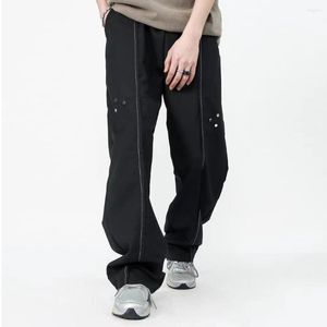 Pantaloni da uomo Harajuku Pantaloni a gamba larga a righe Casual Spring Thin Cargos Hip Hop Dritto Pantaloni larghi con coulisse Y2K Pista allentata