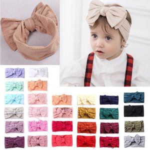 Hårtillbehör 37 färger baby båge headwrap för barn bowknot huvudkläder elastiska stickade kablar turban mjuka nylonbarn