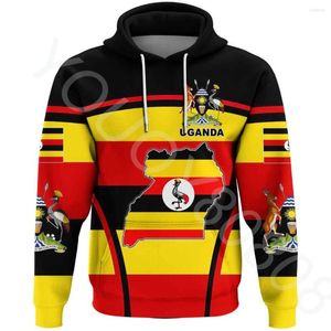 Felpe con cappuccio da uomo Abbigliamento africano Felpa con cappuccio con zip dell'Uganda Maglione da uomo Stampa 3D Giacca sportiva casual da strada