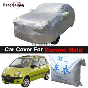 Bilsolskade biltäcke för Daewoo Matiz Outdoor Shade Antiuv Snow Rain Resistant Auto Cover Dustproakt X0725