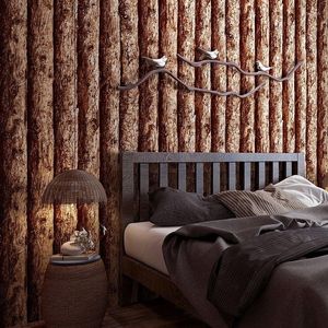 Wallpapers Imitation Wood Grain Wallpaper 3D Three-dimensional Solid Log Color Simulation Bark Restaurant El Wall Panel