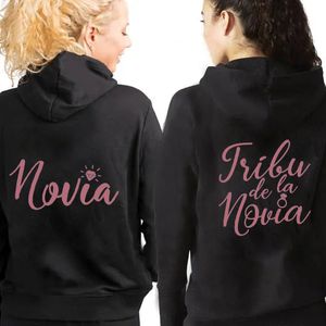 Women's Hoodies Sweatshirts Spanish Team Bride Zip Up Squad Bridesmaid Fashion Letter Printed Hooded Shirt Bachelorette Hen Party 230724