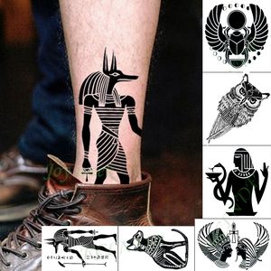 Adesivo tatuaggio temporaneo impermeabile Divinità egiziane Anubis cane Tatto finto Mano Flash Tatoo piccoli tatuaggi per Kid Girl Men Women