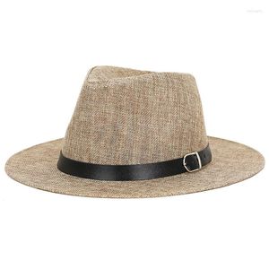 Berets Summer Top Hat Men's Linen Sunshade Panama Flat Edge British Jazz High End Dżentelmen