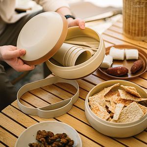 Plates Portable Outdoor Dishes Dinner Set Plastic Camping Tableware Round Kitchen Decoration And Table Accessories