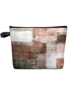 Oljemålning Abstract Geometric Brown Custom Travel Cosmetic Bag Portable Makeup Lagring Pouch Waterproof Pencil Case
