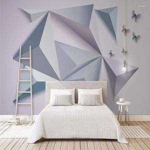 Обои простые 3D -бабочка и треугольная стерео комбинация современного телевизионного фона картины стен