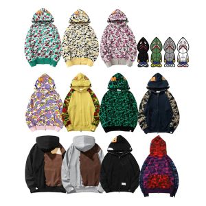 Hoodie Erkek Designer Tam Fermuar Up Shark Hoodies Kadın Kamuflaj Ceketi Hoodies Hoody Hooded Sweatshirt Adam Kadın Kazak Uzun Kollu CXG2307253