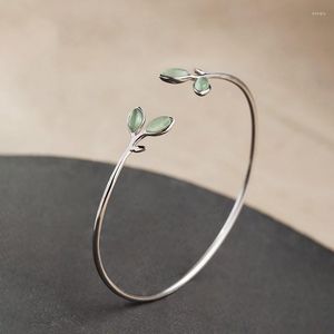 Braccialetti con ciondoli Polsino a foglia per donna Fiore di prugna Cuore d'amore Bracciale rigido aperto geometrico Ragazza Piccoli regali di gioielli Pulseira