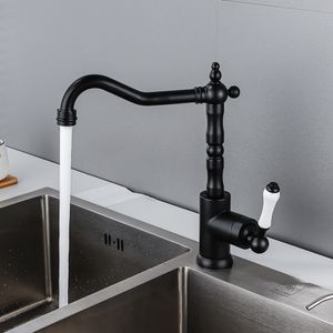 Küchenarmaturen, schwarze Armaturen für die Küche, antiker Spültischmischer, Einhebel-Chrom-Spültischmischer, Wasserhahn für heißes und kaltes Wasser, Wasserhahn