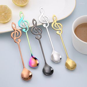 Servis uppsättningar 1 datorer Restaurang Note Spoons Wholesale Titanium Plated 304 Rostfritt stål Kaffe efterrätt som blandar Creative Gift SPO