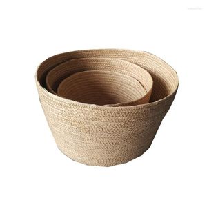 Storage Baskets Handmade Paper Knitted Basket Rattan Box Toys Container Makeup Organizer