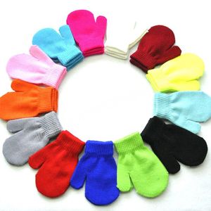 Luvas quentes de inverno para bebês, meninas, meninos, luvas de malha para bebês, corda quente, luvas de dedo cheias, presentes feitos à mão