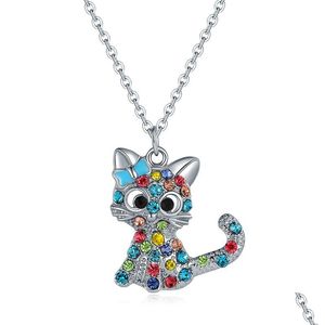 Anhänger Halsketten Nette Katze Einhorn Halskette Für Frauen Mädchen Kinder Mode Bunte Kristall Cartoon Tier Schmuck Geschenke Drop Delive Dhzm4